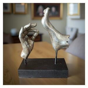 TMS 2006 VITRUVIAN Unique Hand Tickling Foot Modernistic Sculpture 14”